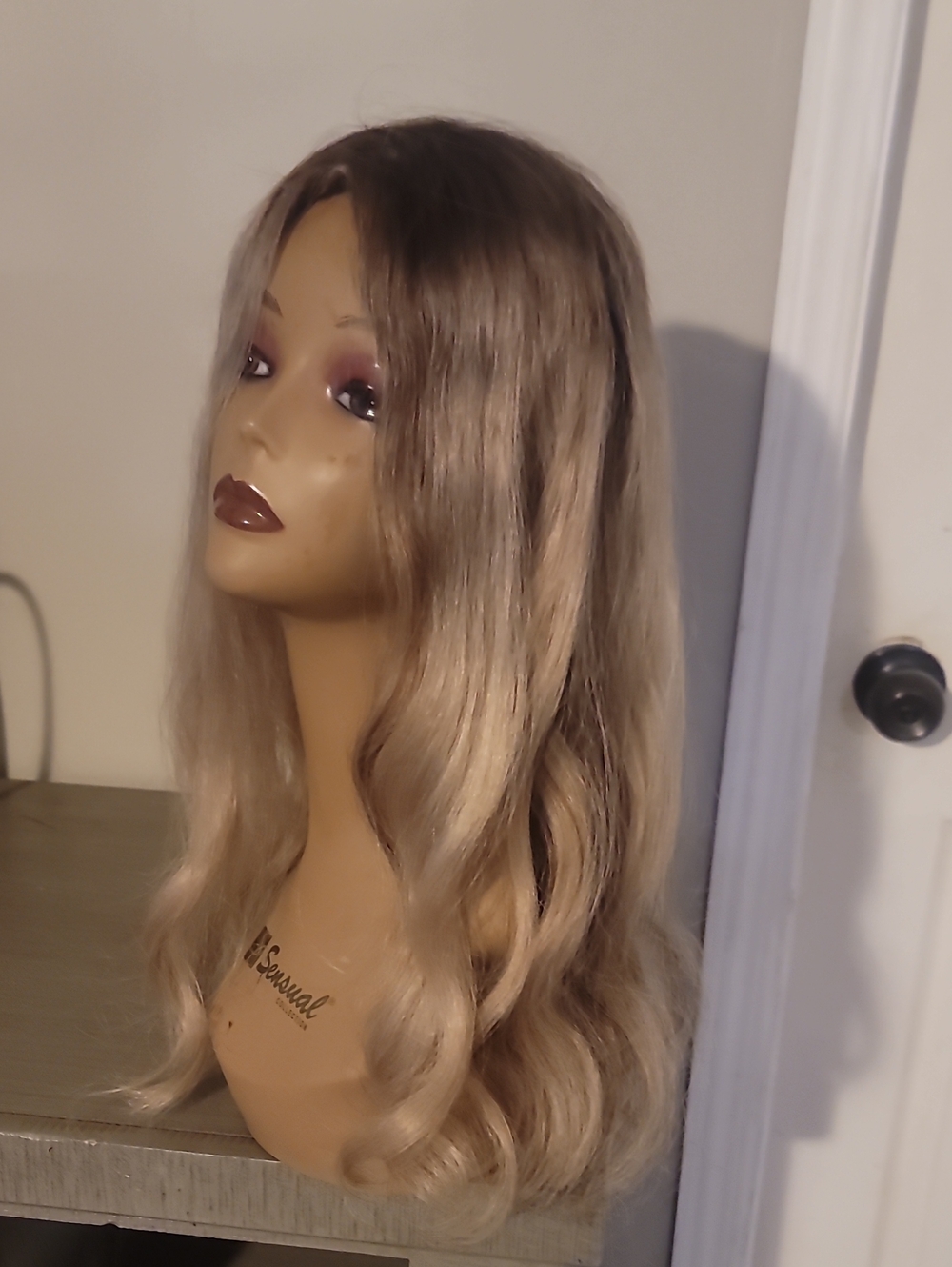 Remy Human Hair 20" Topper Rooted Blonde 100% Hand Tied Double Lace /Silktop